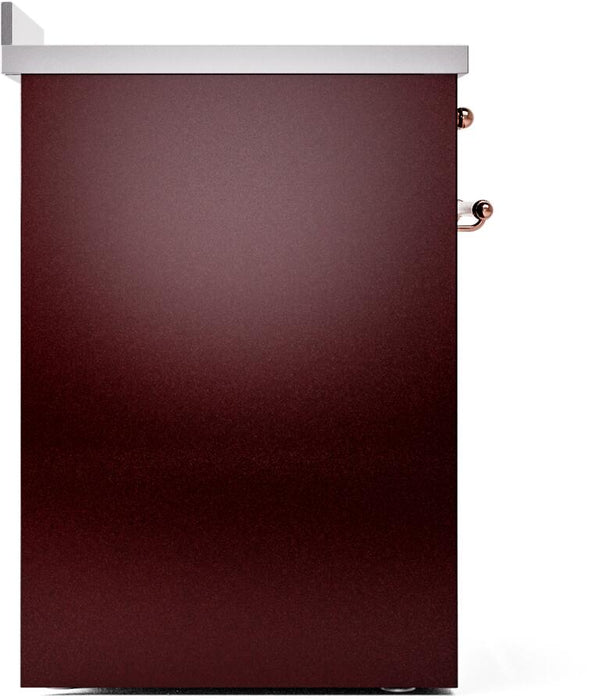 ILVE Nostalgie II 30" Electric Range, Burgundy, Copper Trim UPI304NMPBUP ILVE