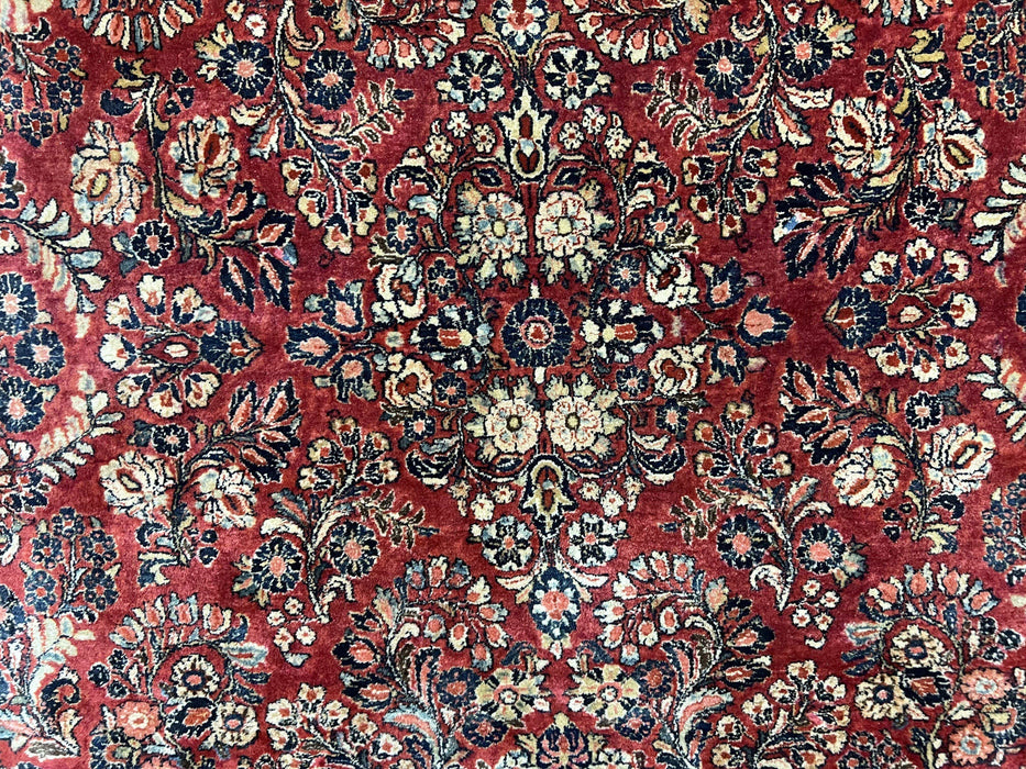 1920s Persian Sarouk Rug 9x12, Red Persian Carpet, High Quality Persian Rug, Allover Floral Pattern, Antique Oriental Rug, Wool Handmade Room Sized