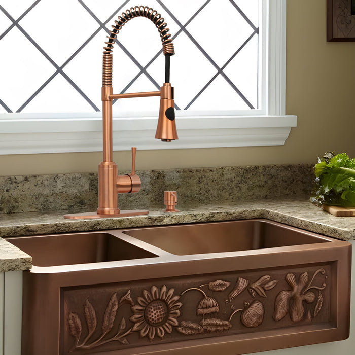 One-Handle Pre-Rinse Spring Copper Kitchen Faucet
