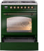 ILVE Nostalgie II 30" Dual Fuel Natural Gas Range, Emerald Green, Bronze Trim UP30NMPEGB ILVE