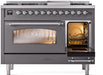 ILVE Nostalgie II 48" Dual Fuel Liquid Propane Range, Matte Graphite, Chrome Trim UP48FNMPMGCLP ILVE