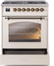 ILVE Nostalgie II 30" Dual Fuel Liquid Propane Range, Antique White, Bronze Trim UP30NMPAWBLP ILVE