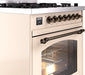 ILVE Nostalgie II 30" Dual Fuel Natural Gas Range, Antique White, Bronze Trim UP30NMPAWB - Farmhouse Kitchen and Bath