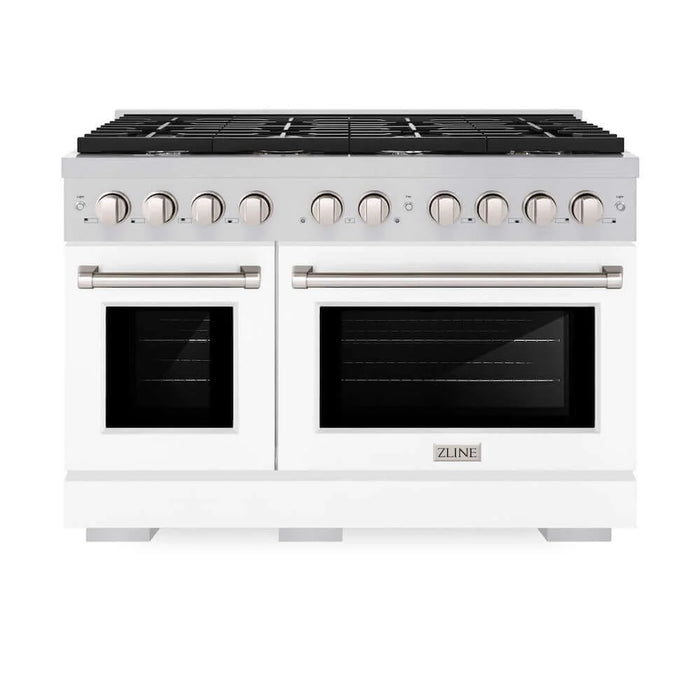 ZLINE 48 In. Gas Range, Stainless Steel, White Matte, SGR-WM-48