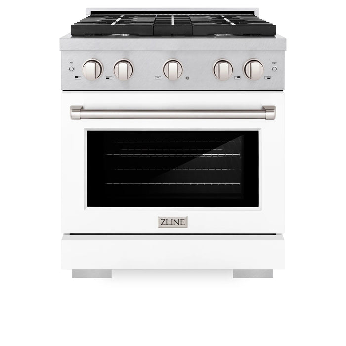 ZLINE 30"Paramount Dual Fuel Range DuraSnow® White Matte SDRS-WM-30