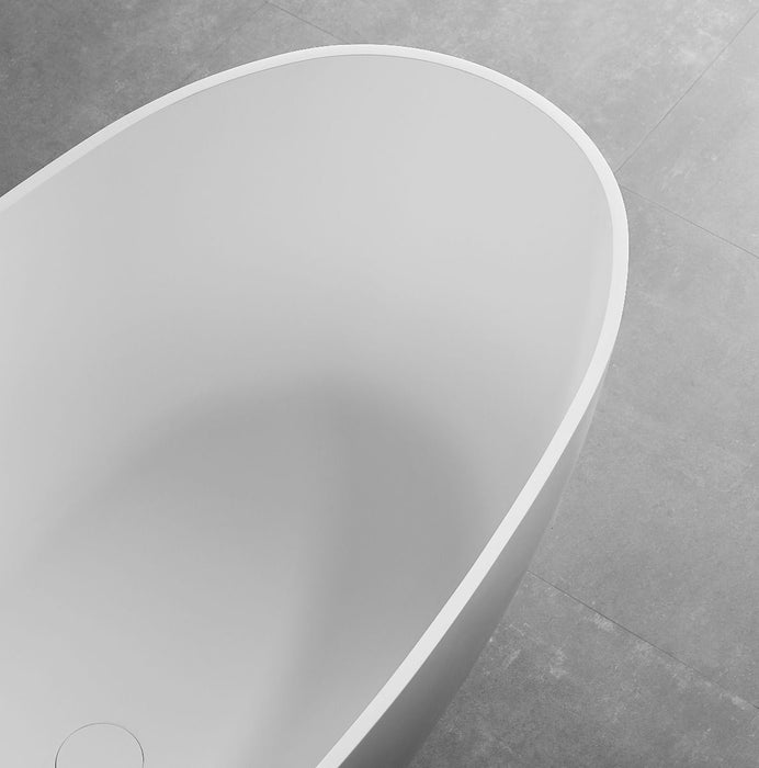 ALFI brand 59" White Oval Solid Surface Resin Soaking Bathtub AB9975