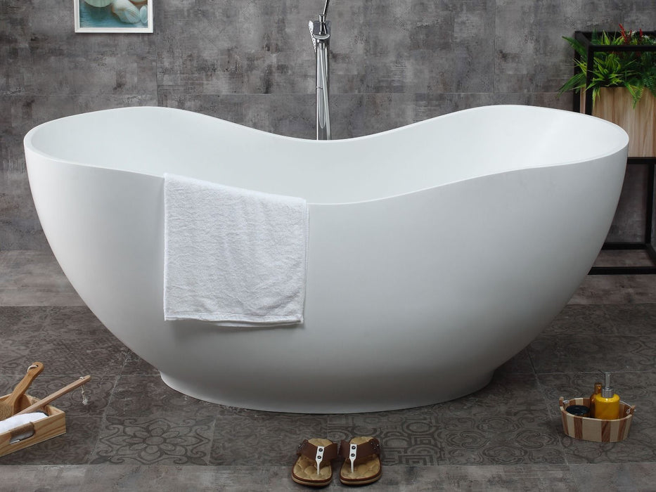 ALFI brand 66" White Solid Surface Smooth Resin Soaking Bathtub AB9949