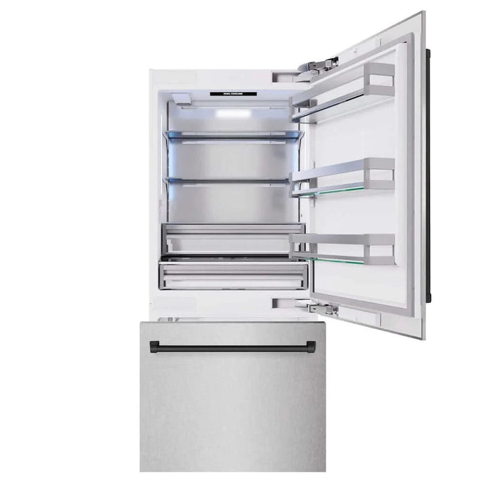 ZLINE 36" Built-In Bottom Freezer Refrigerator,Water Dispenser, Ice Maker, DuraSnow® Matte Black RBITZ-SN-36-MB