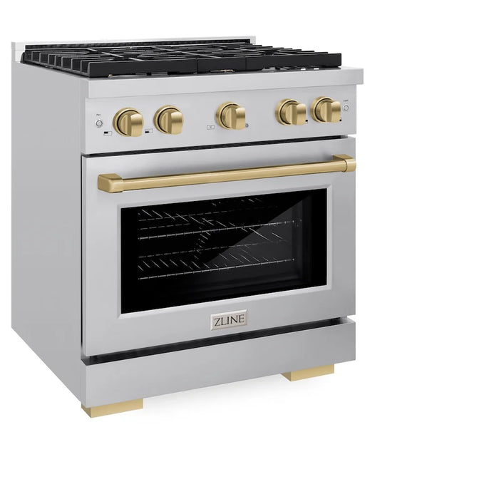 ZLINE 30"Paramount Dual Fuel Range Stainless Steel Champagne Bronze SDRZ-30-CB