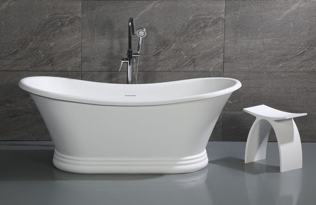 ALFI brand 67" White Matte Pedestal Solid Surface Resin Bathtub AB9950