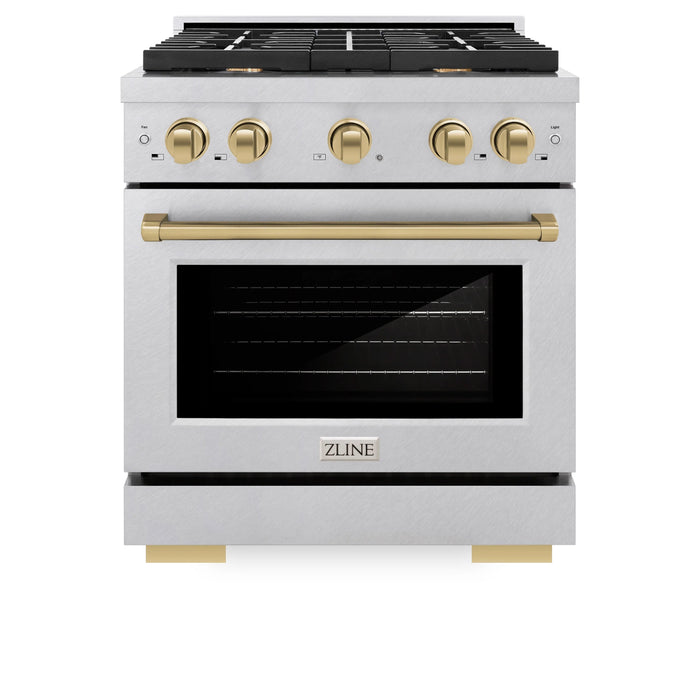 ZLINE 30"Paramount Dual Fuel Range DuraSnow® Champagne Bronze SDRSZ-30-CB