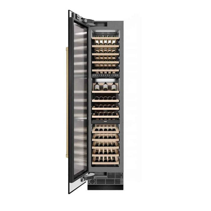ZLINE 18"Triple Zone 68 Bottle Left Hinge Column Wine Cooler, Black Stainless Steel Champagne Bronze RCWVLZ-BS-18-CB
