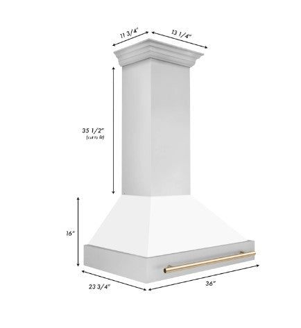 ZLINE 36" Autograph Stainless Wall Range Hood, 8654STZ-WM36-G