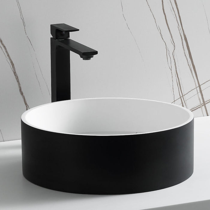ALFI brand Black Matte 15" Round Solid Surface Resin Sink ABRS15RBM