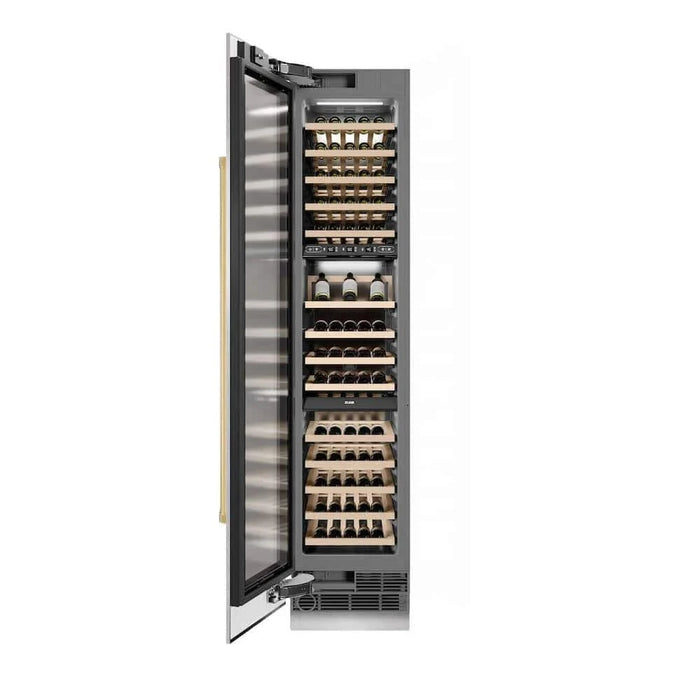 ZLINE 18"Triple Zone 68 Bottle Left Hinge Column Wine Cooler, DuraSnow® Stainless Steel Polished Gold RCWVLZ-SN-18-G