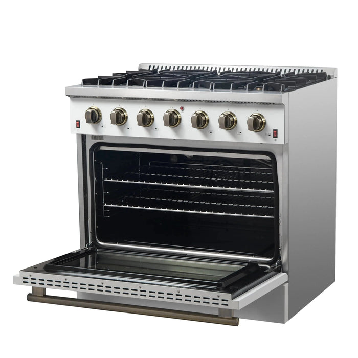 FORNO Galiano 36" Gas on Gas Range FFSGS6244-36WHT