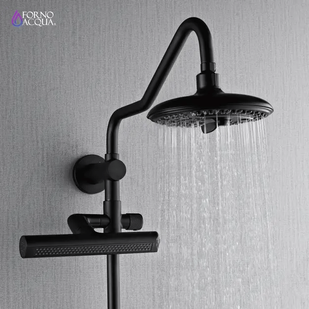 Forno Acqua AcquaFALL Shower, Overhead Rainfall Shower, Handheld Shower Head SCW2BK-C2