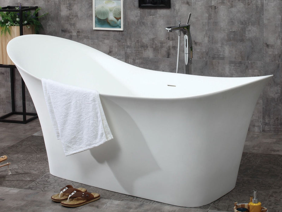 ALFI brand 74" White Solid Surface Smooth Resin Soaking Slipper Bathtub AB9915
