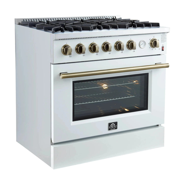 FORNO Marco 36" Gas on Gas Range FFSGS6277-36WHT