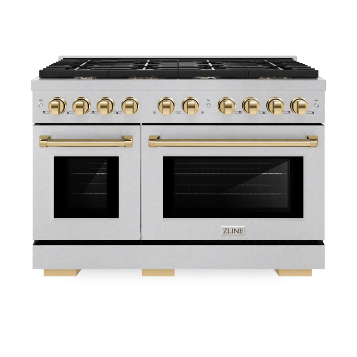 ZLINE 48"Paramount Dual Fuel Range DuraSnow® Gold SDRSZ-48-G