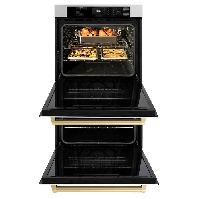 ZLINE 30"Professional True Convection Double Wall Oven, Air Fry, Self Clean, DuraSnow® Matte Black WADSZ-WM-30-MB