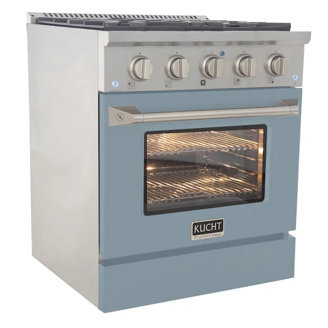 Kucht 30" Gas Range in Stainless Steel with Light Blue Oven Door, KNG301-LB