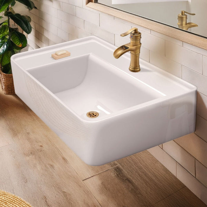 Whitehaus 30" Rectangular Wall Mount Basin, Single Faucet Drilling B-RA75-1H