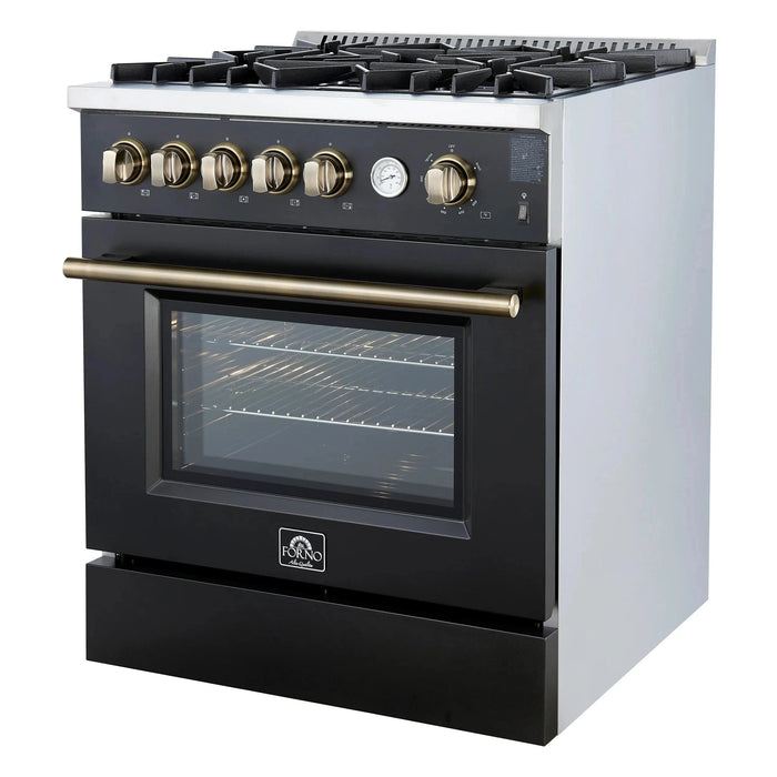 FORNO Giovanni 30" Gas on Gas Range FFSGS6274-30BLK