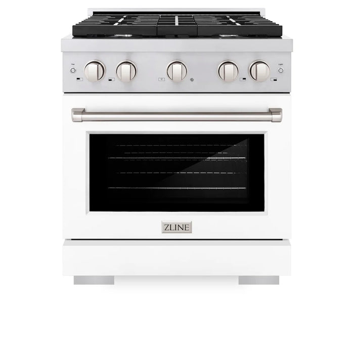 ZLINE 30"Paramount Dual Fuel Range Stainless Steel, White Matte, SDR-WM-30