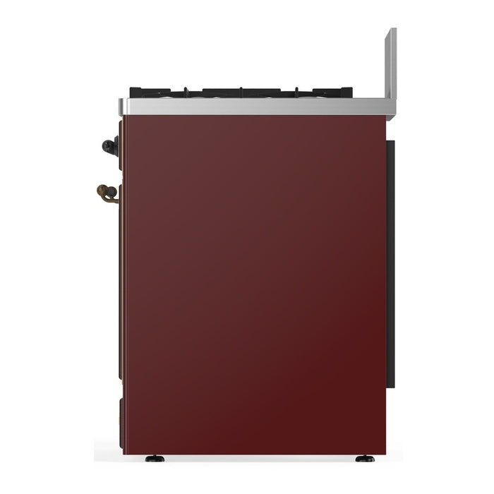 ILVE Majestic III 30" Dual Fuel Range, Burgundy, Brass Trim UM30NR3BUG