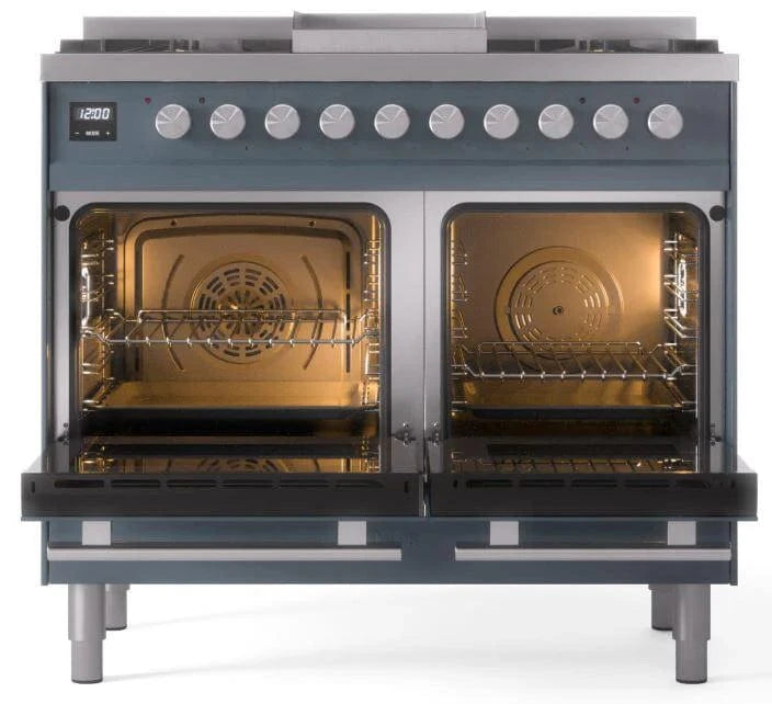 ILVE 40"Professional Plus Dual Fuel Range, Blue Grey UPD40FWMPBG