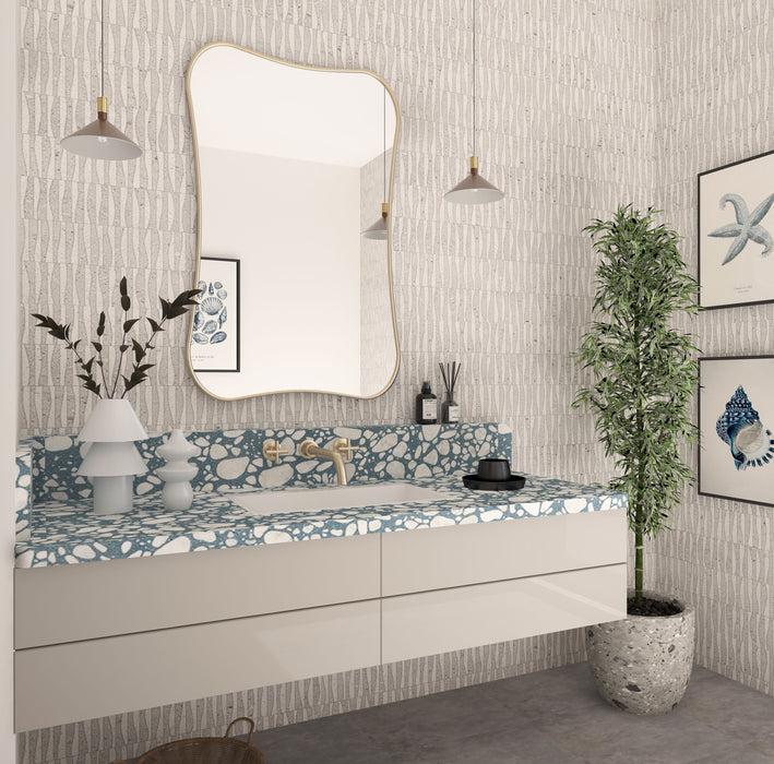 Hasha Italian Style Irregular Asymmetrical Bathroom Wall Mirror