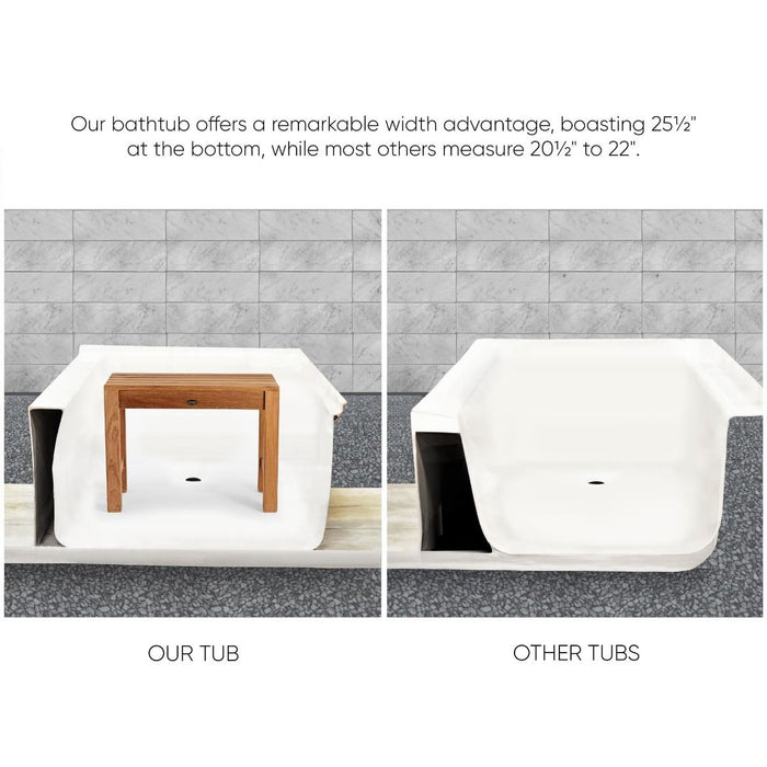 Whitehaus Alcove Soaking Bathtub, Drain Hole Options WHAB6030-L-WH