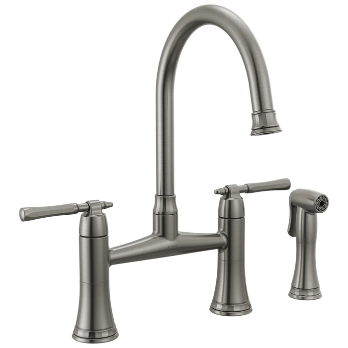 Brizo Tulham Bridge Kitchen Faucet, Side Sprayer 62558LF