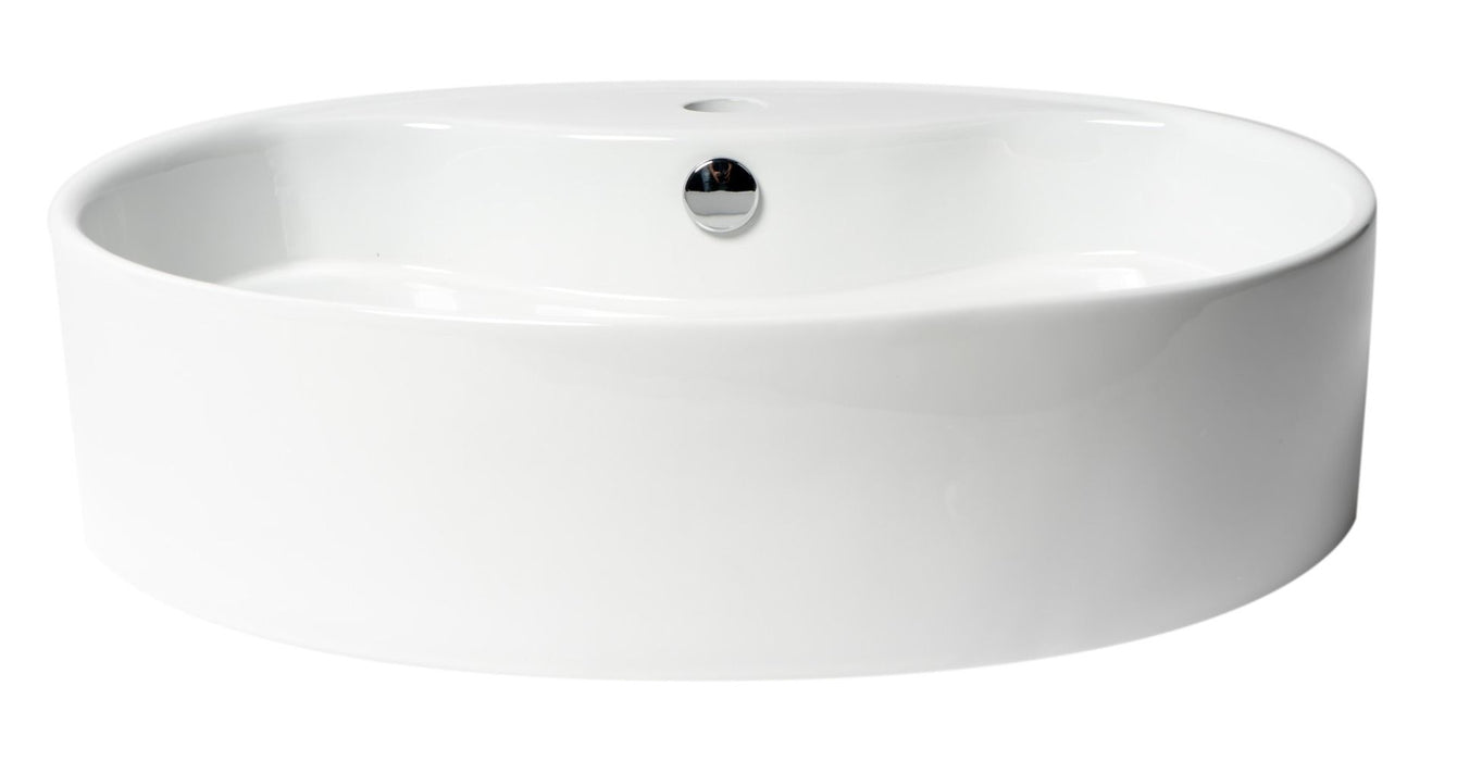 ALFI brand White 22" Oval Above Mount Ceramic Sink, Faucet Hole ABC910