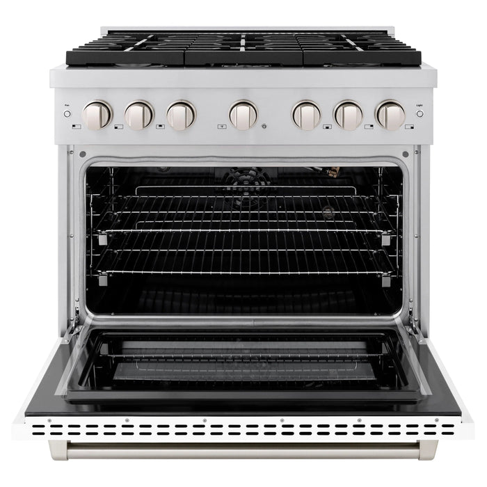 ZLINE 36"Paramount Dual Fuel Range Stainless Steel, White Matte, SDR-WM-36