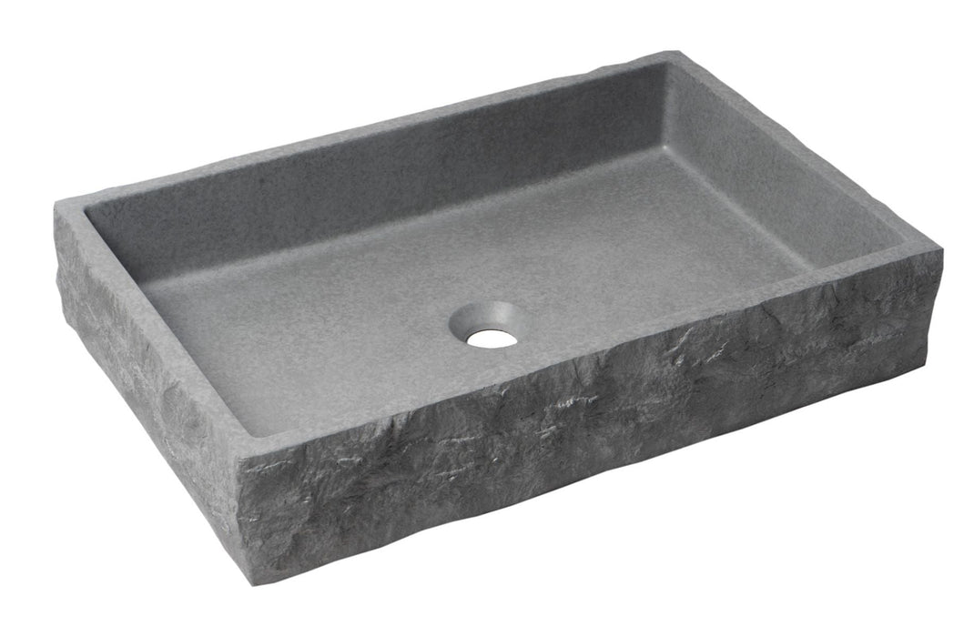 ALFI brand 24" Solid Concrete Chiseled Style Above Mount Vessel Sink ABCO24R