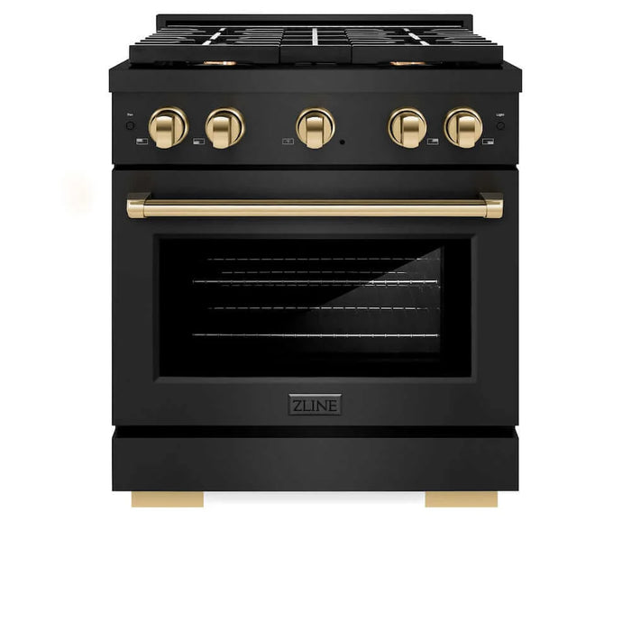 ZLINE 30"Gas Range, Convection Gas Oven, Black, Gold, SGRBZ-30-G