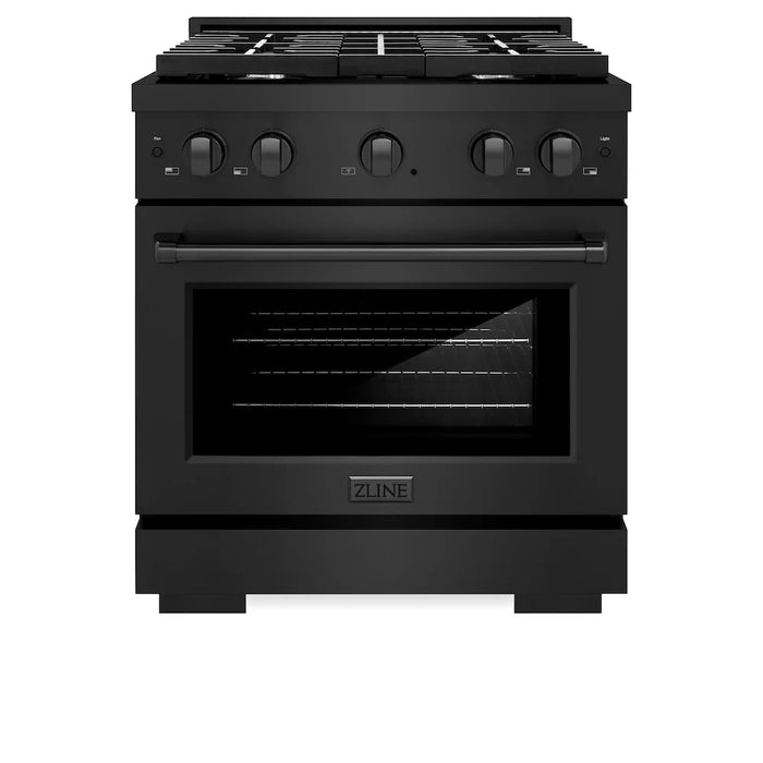 ZLINE 30"Paramount Dual Fuel Range Black Stainless Steel, SDRB-30