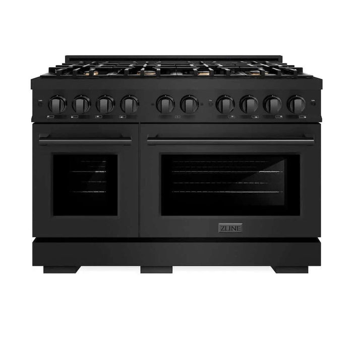 ZLINE 48" Select Gas Range Convection Gas Oven Black Stainless Steel Brass Burners HGRB-BR-48