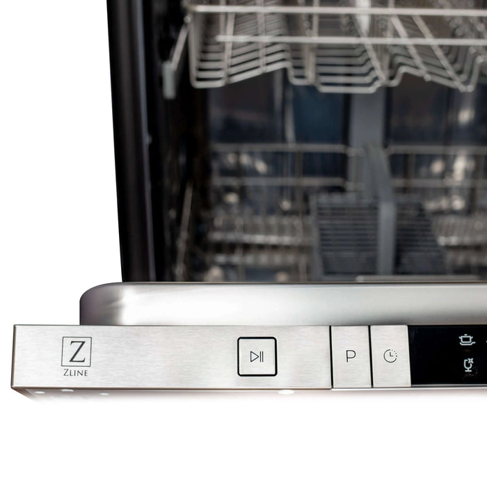 ZLINE 24" Dishwasher In Black Stainless Steel, Stainless Tub, Modern Style Handle DW-BS-H-24