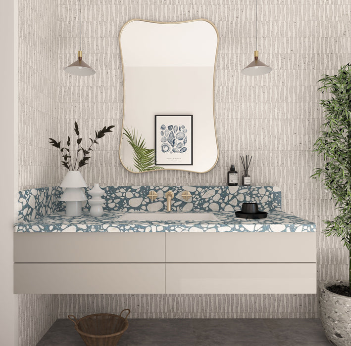 Hasha Italian Style Irregular Asymmetrical Bathroom Wall Mirror