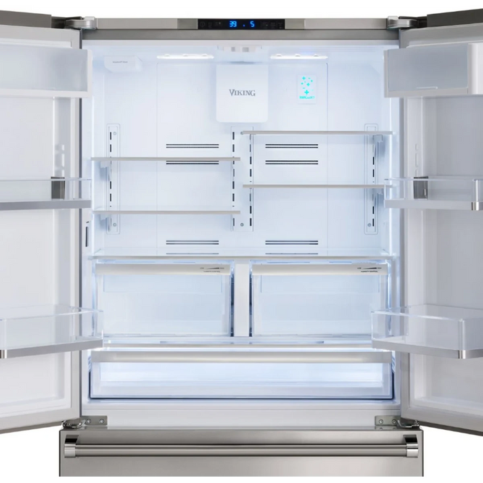 Viking® 3 Series 36" Stainless Steel Counter Depth Freestanding French Door Refrigerator RVFFR336SS