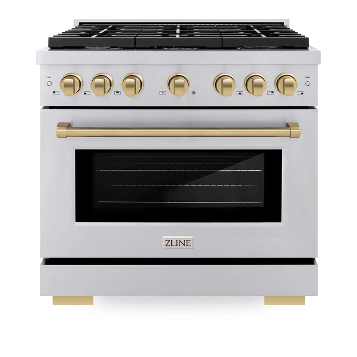 ZLINE 36"Paramount Dual Fuel Range Stainless Steel Champagne Bronze SDRZ-36-CB