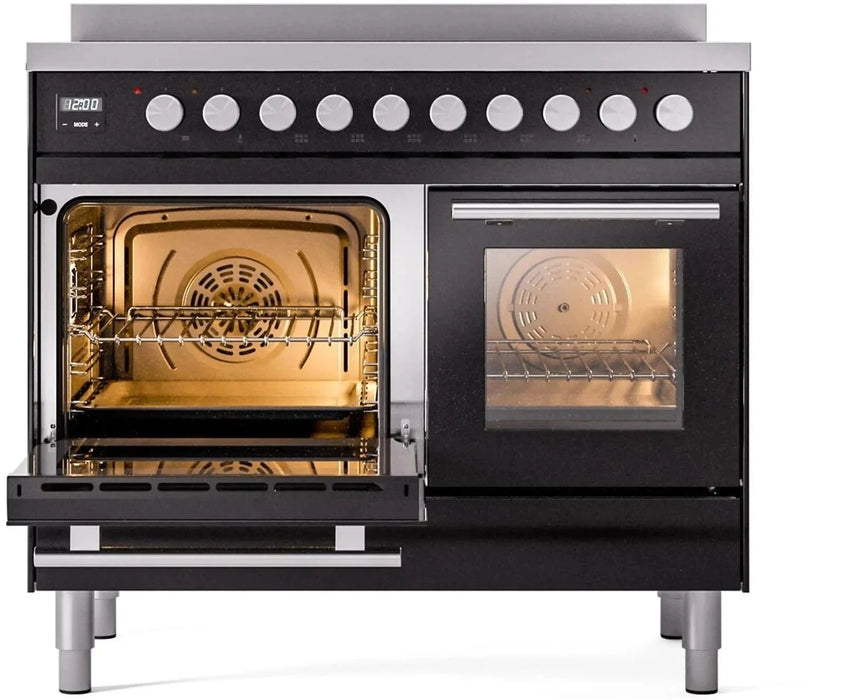ILVE 40"Professional Plus Induction Range, Glossy Black UPDI406WMPBK