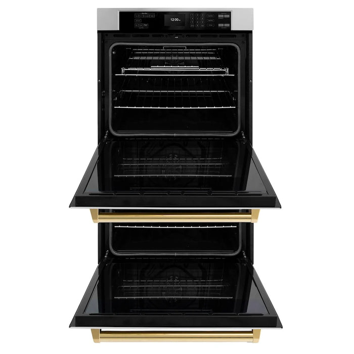 ZLINE 30"Professional True Convection Double Wall Oven, Air Fry, Self Clean, Stainless Steel, Gold WADZ-30-G