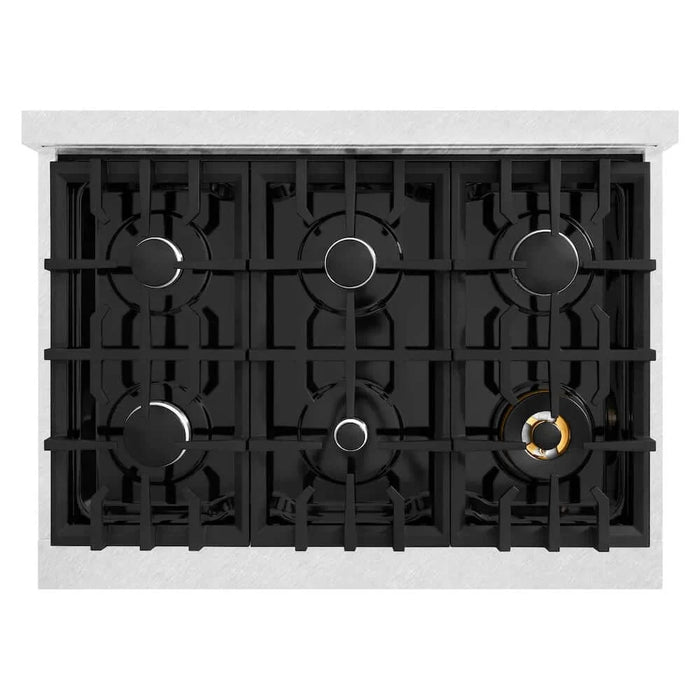 ZLINE 36" Dual Fuel Range, Gas Cooktop, Electric Convection Oven DuraSnow®Stainless Steel, Black Matte Door CDRS-BLM-36