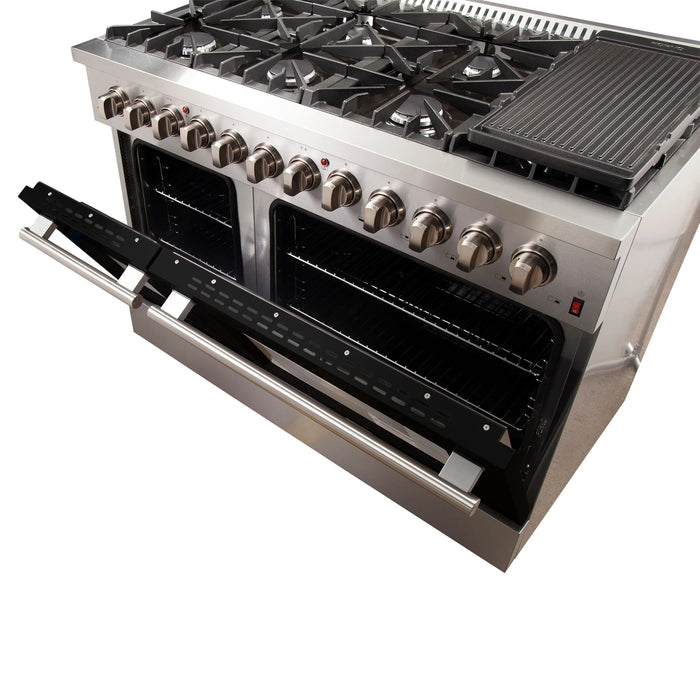 FORNO Galiano 48" Dual Fuel Range, Black, FFSGS6156-48BLK