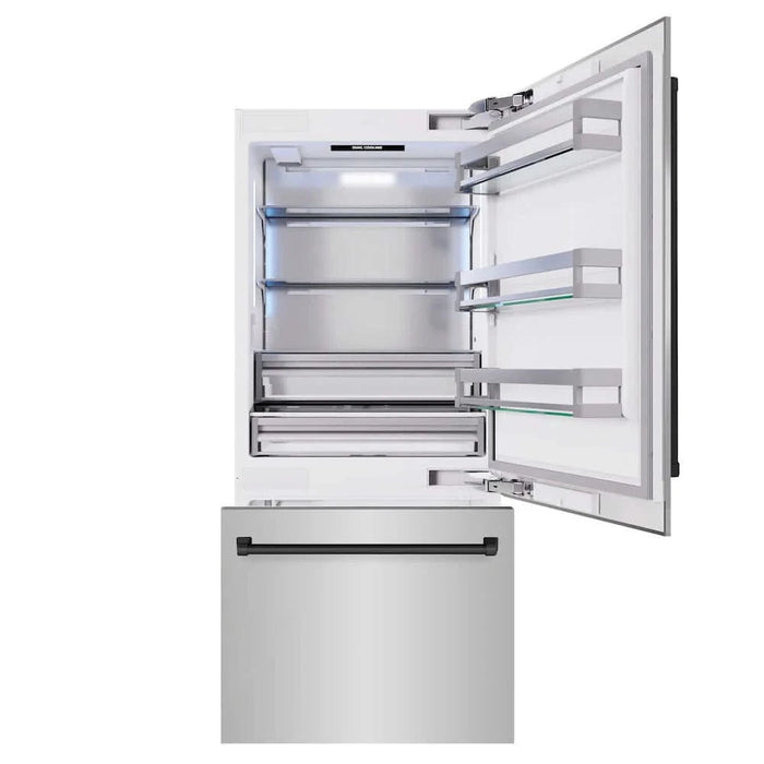ZLINE 36" Built-In Bottom Freezer Refrigerator,Water Dispenser, Ice Maker, Matte Black RBITZ-304-36MB