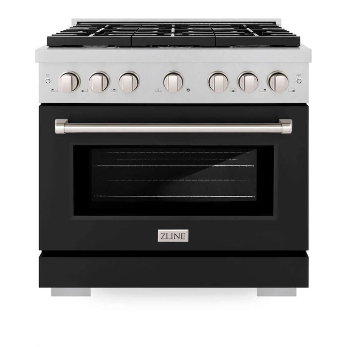 ZLINE 36"Gas Range, Convection Gas Oven, DuraSnow® Black Matte, SGRS-BLM-36